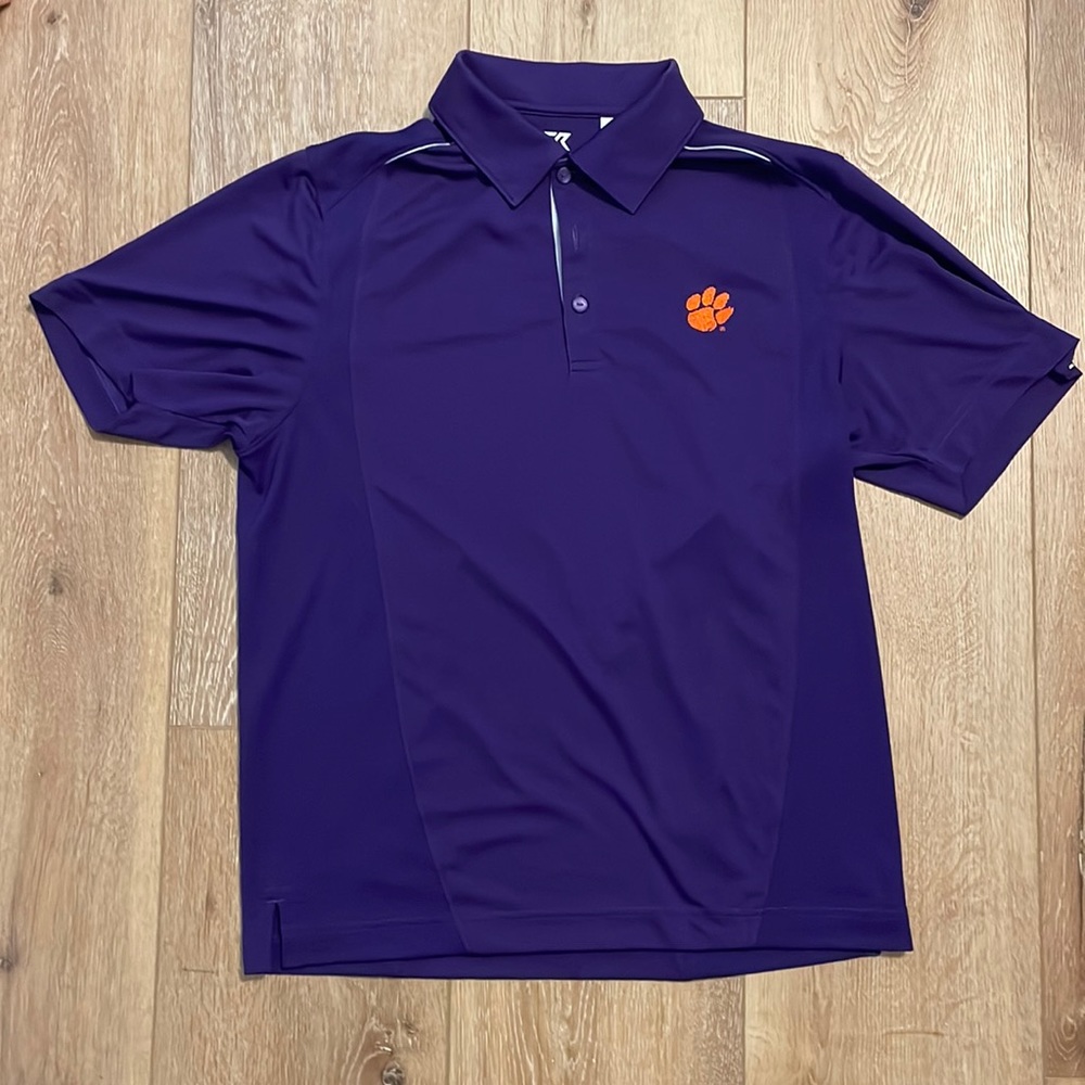 Purple Golf Shirt with Clemson Logo. Adult Small. NEED GONE SOON, MAKE AN OFFER